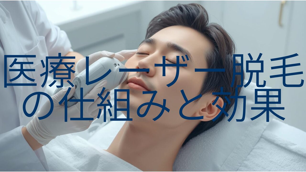 男性が医療レーザー脱毛を受けている施術シーン