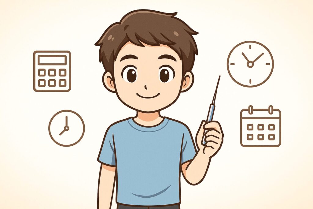 ニードル脱毛の費用や回数、時間を説明するイラスト