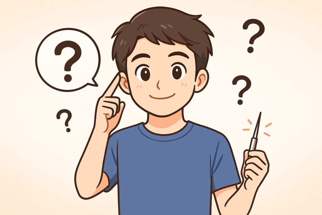 ニードル脱毛のよくある悩みや質問を表したアニメ調イラスト