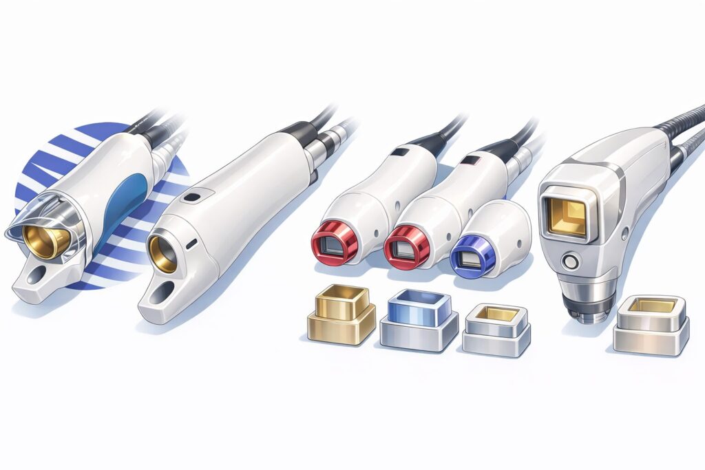 医療レーザー脱毛で使われるハンドピースの照射範囲(スポットサイズ)の例