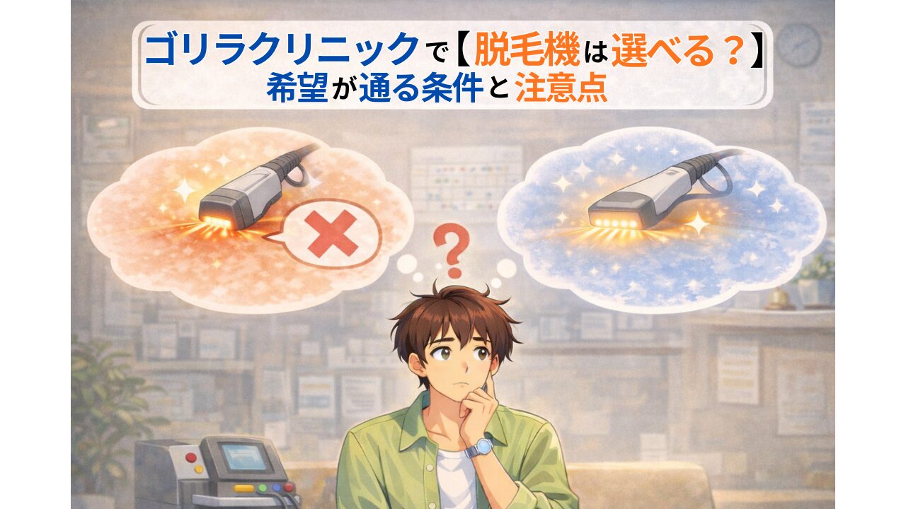 ゴリラクリニックで脱毛機の選択と希望できる条件を考える男性のイメージ
