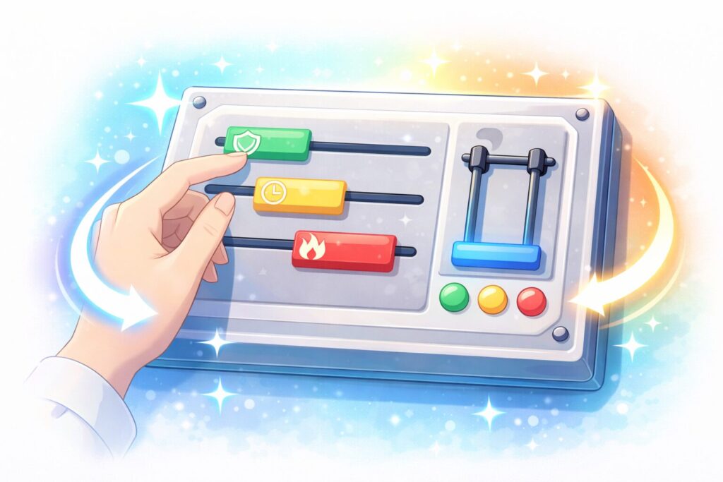 ヒゲ脱毛の考え方は調整できることを表したコントロールパネルのイラスト