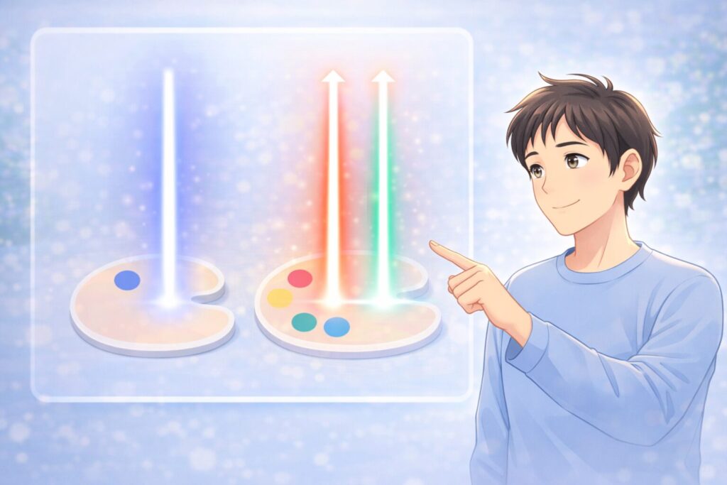 波長の数の違いを視覚的に理解するイラスト