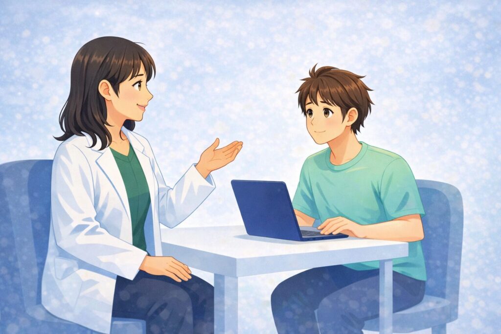 ヤグレーザーで効果を感じられない場合に次の選択肢を相談しているイメージ