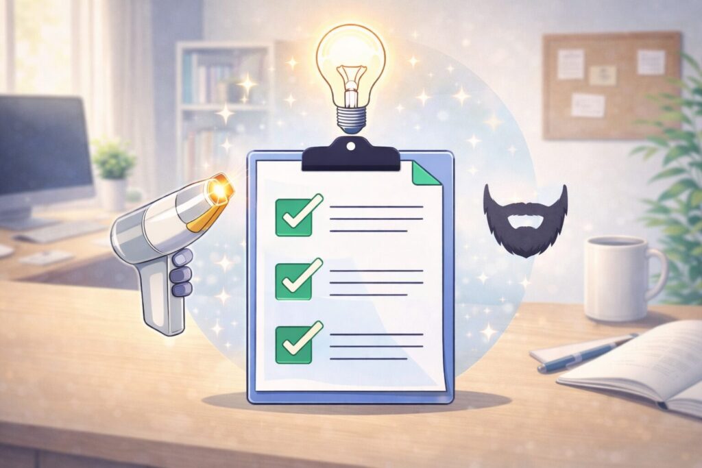 ヒゲ脱毛の選び方をチェックリストでまとめたイメージ図