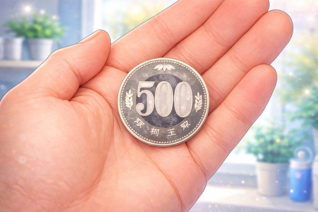 レーザー脱毛のスポットサイズが500円玉くらいの大きさであることを示したイメージ