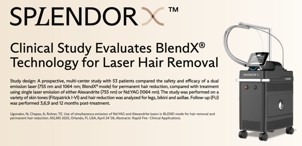 スプレンダーXのBlendX技術に関する臨床研究の概要を示した図