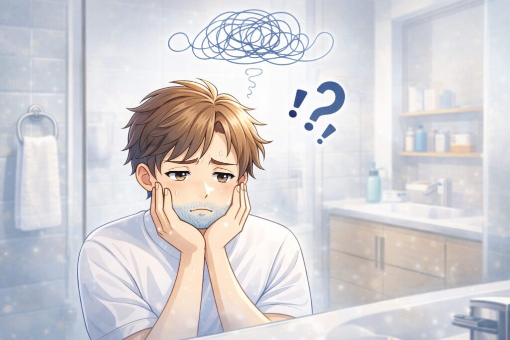 スプレンダーXのヒゲ脱毛は効果あるのか悩む男性のイメージ