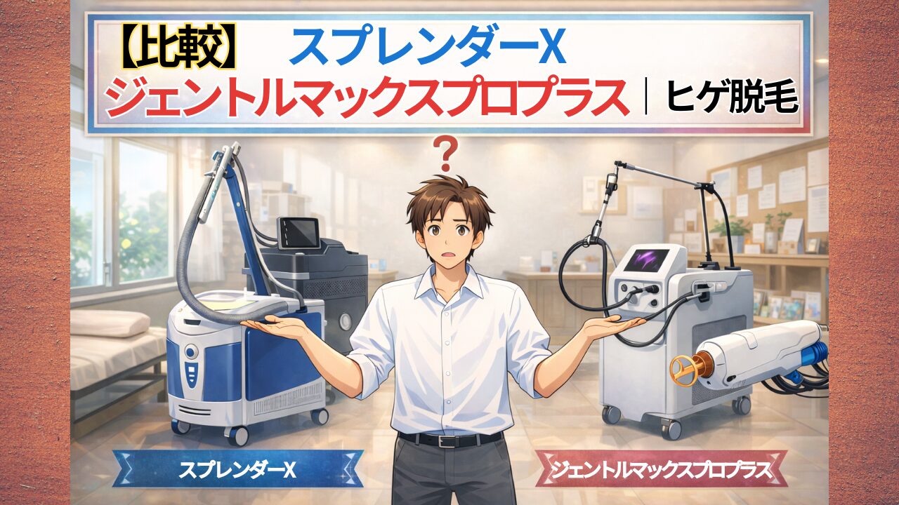 ヒゲ脱毛レーザー機器スプレンダーXとジェントルマックスプロプラスの比較イメージ