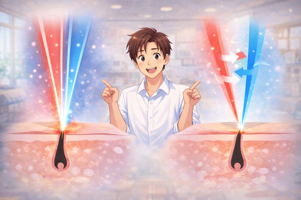 スプレンダーXの同時照射とジェントルマックスプロプラスの切り替え照射の仕組み