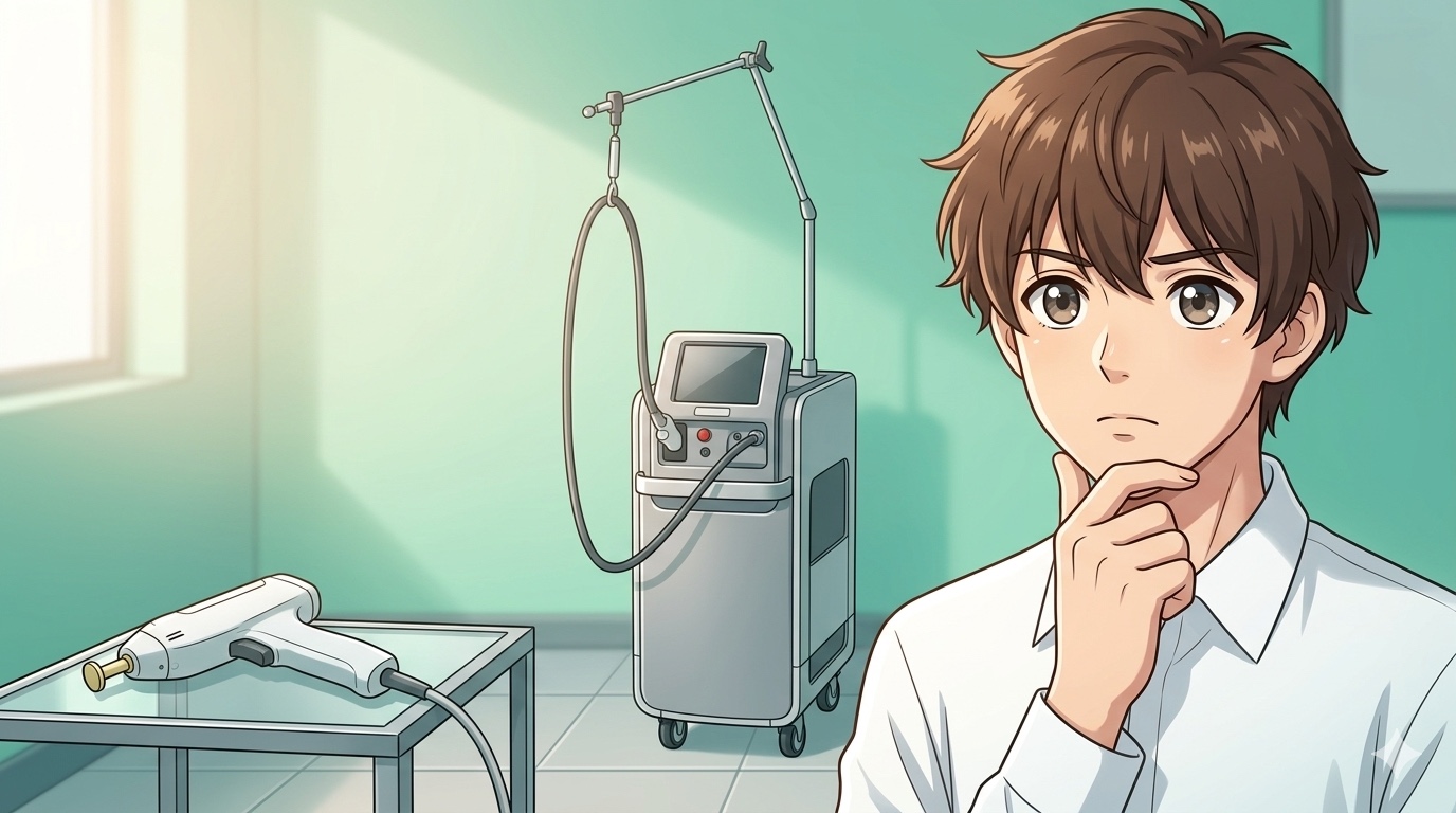 ジェントルマックスプロとアレキ・ヤグレーザーの機械名と波長の違いを示す見出し画像