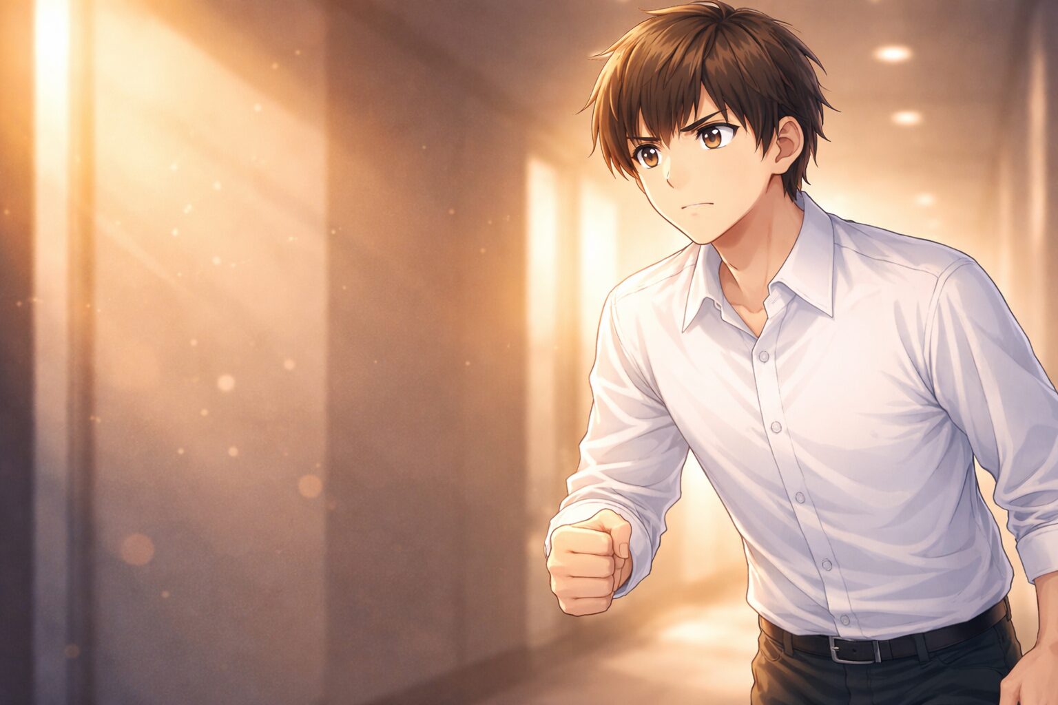 ヒゲ脱毛の原因がわかり行動に移そうとする男性のアニメイラスト